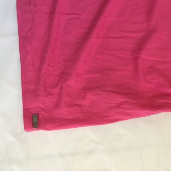 Esprit Drapey Hot Pink Stretch Puff Sleeves Criss Cross Top T- Shirt Tee Ruched - Picture 7 of 8